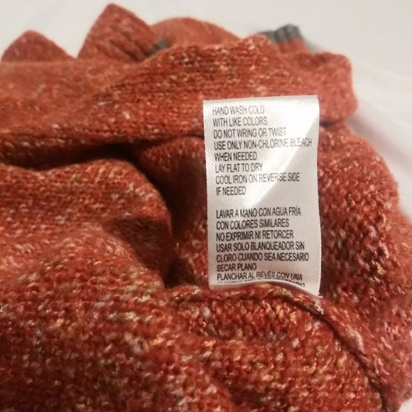 Democracy women's size M orange multicolored cardigan sweater with gray trim - Picture 13 of 14